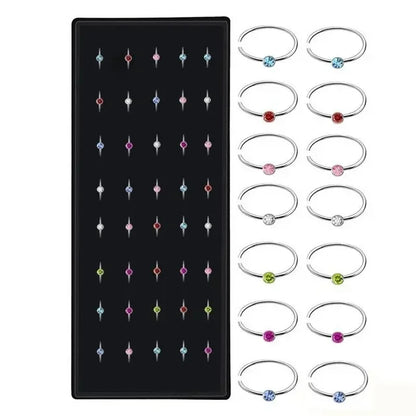 Fashion Crystal Stainless Steel Nose Stud Piercing for Women Hypoallergenic 1.8mm Nose Ring Straight/L/Screw Shaped Body Jewe