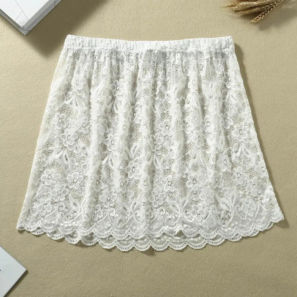 Lace Mini Skirts Women Elegant Sweet Lolita Short Skirts High Waist Y2k Streetwear Ruffle Skirts Lace Trim Butt Curtain Skirt