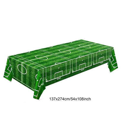 Soccer Theme Disposable Tableware Set Paper Plates Cups Napkins Tablecloth For Birthday Parties - 1pc tablecloth A