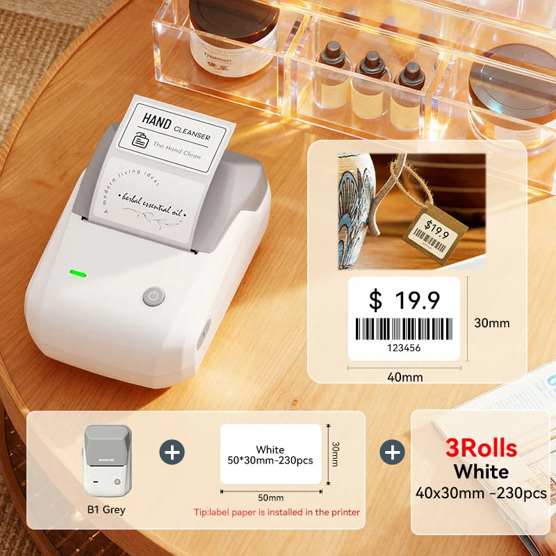 NIIMBOT B1 Portable Thermal Printer With Tapes 2 Inch Adhesive Label Printer Mini Bluetooth Sticker Maker Support Smartphones