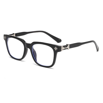 Classic 3Pcs Square Anti Blue Light Glasses And Women Black & Transparent Frame