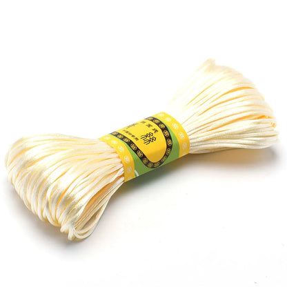 20M 1.5mm Satin Nylon Trim Cord, Rattail Cord Chinese Knot - Beige
