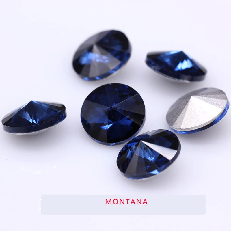 Fantastic 6/8/10/12/14/16/18/25MM Rivoli Cabochons Round Fancy Rhinestone Crystal For Applique Clothing Garment Decoration Be