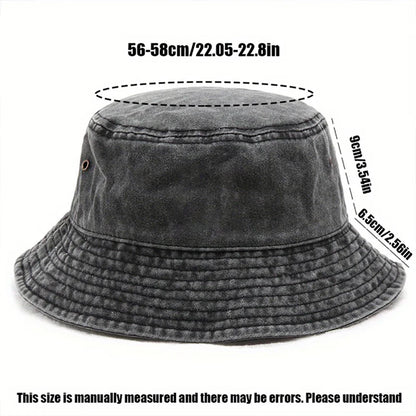 Vintage Washed Bucket Hat Fish Logo Sun Protection Outdoor Casual Hat for Men Women Bucket Hats