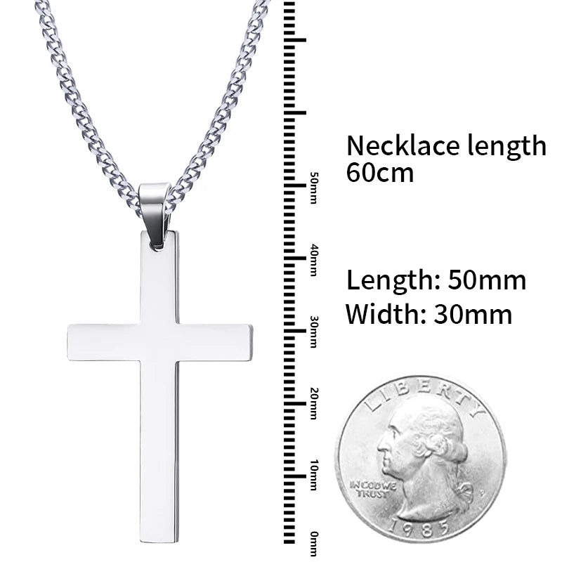 Fashion Stainless Steel Cross Pendant Necklace For Women Men Link Chain Charm Necklace Cool Boys Girls Punk Hip Hop Jewelry G