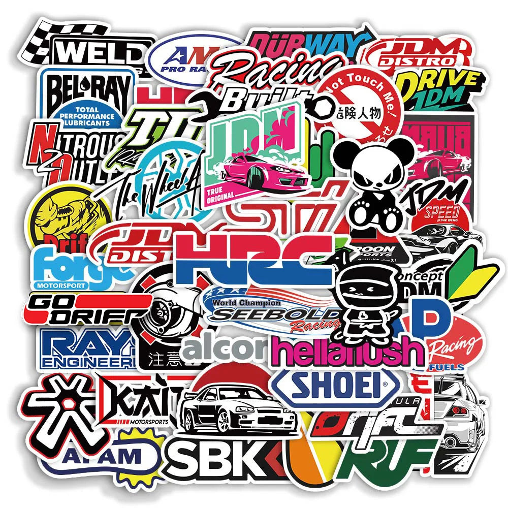 10/20/50/100pcs Cool JDM Stickers Auto Car Modify Motorcycle Scooter Bike Skateboard Laptop Graffiti Vinyl Decals Sticker Bom
