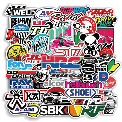 10/20/50/100pcs Cool JDM Stickers Auto Car Modify Motorcycle Scooter Bike Skateboard Laptop Graffiti Vinyl Decals Sticker Bom