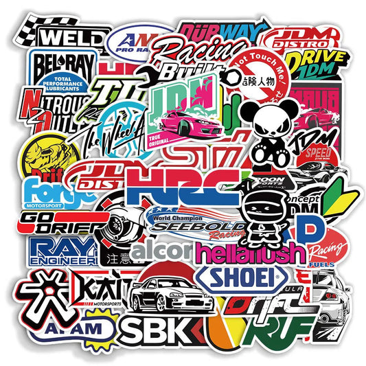 10/20/50/100pcs Cool JDM Stickers Auto Car Modify Motorcycle Scooter Bike Skateboard Laptop Graffiti Vinyl Decals Sticker Bom