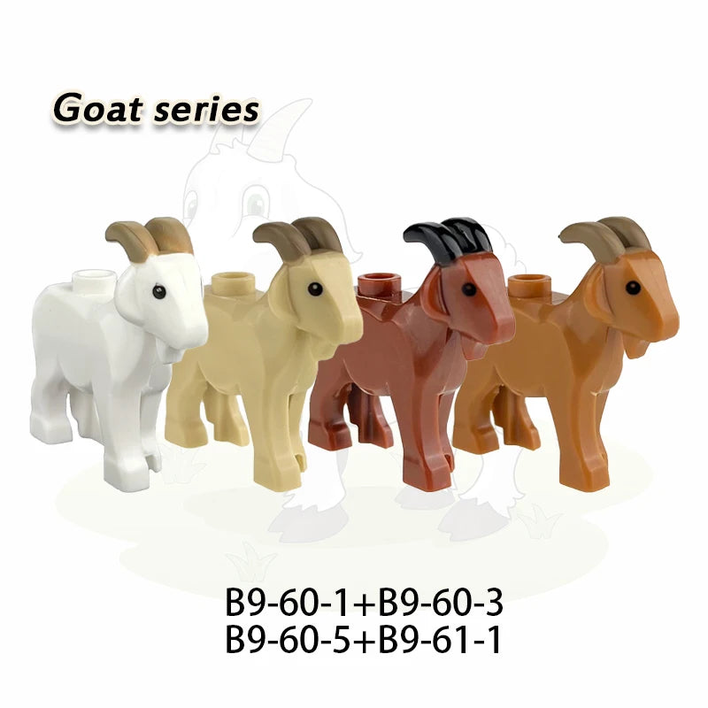 MOC City Animal Series Zoo Scene Panda Tiger Dog Cat Sheep Goat Accessories Building Blocks Bricks Street View Bricks Toys Gi
