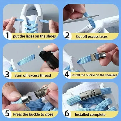 8MM No Tie Shoe Laces Press Lock Shoelaces Without Ties Elastic Laces Sneaker Kids Adult Widened Flat Shoelace for Shoes