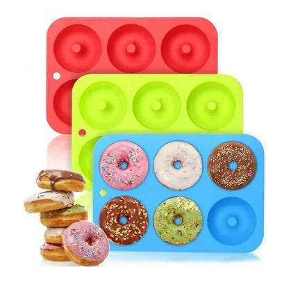 Heat Resistant Silicone Donut Mold for 6 Doughnuts Food Grade Silicone Bagels Pan for Baking Non Stick Mini Cupcake Mould - B