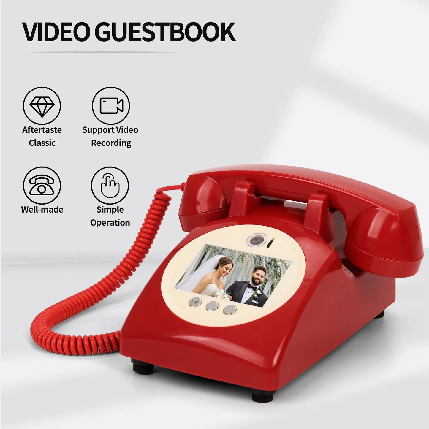 Wedding Audio Video Guestbook Phone Unique AV Guestbook Phone for Weddings Banquet Guest Video Sign-in Phone Party Wishes Vid