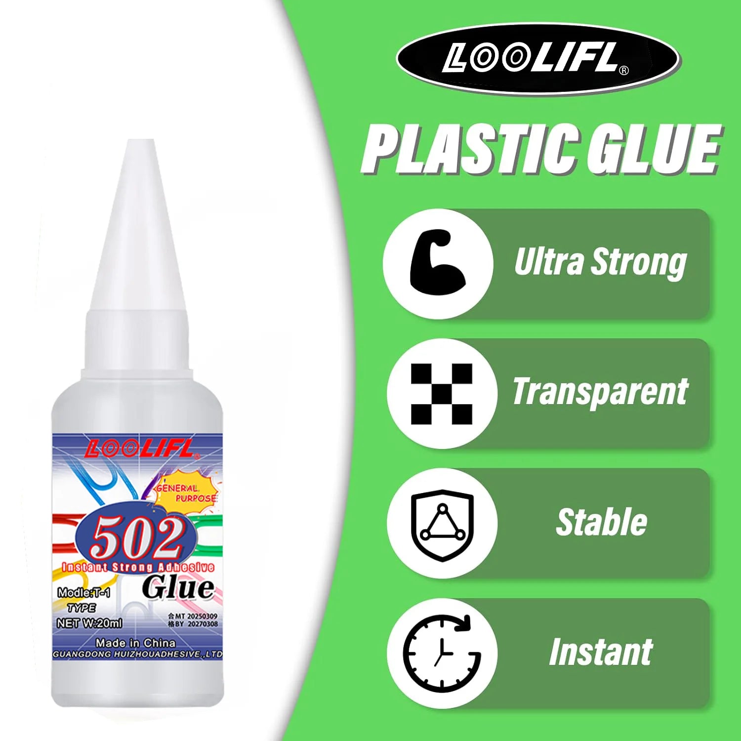 502 Super Strong Quick-Drying Adhesive, Professionally Used for Daily Repair of Toy Plastics, Is White, Transparent and Odorl