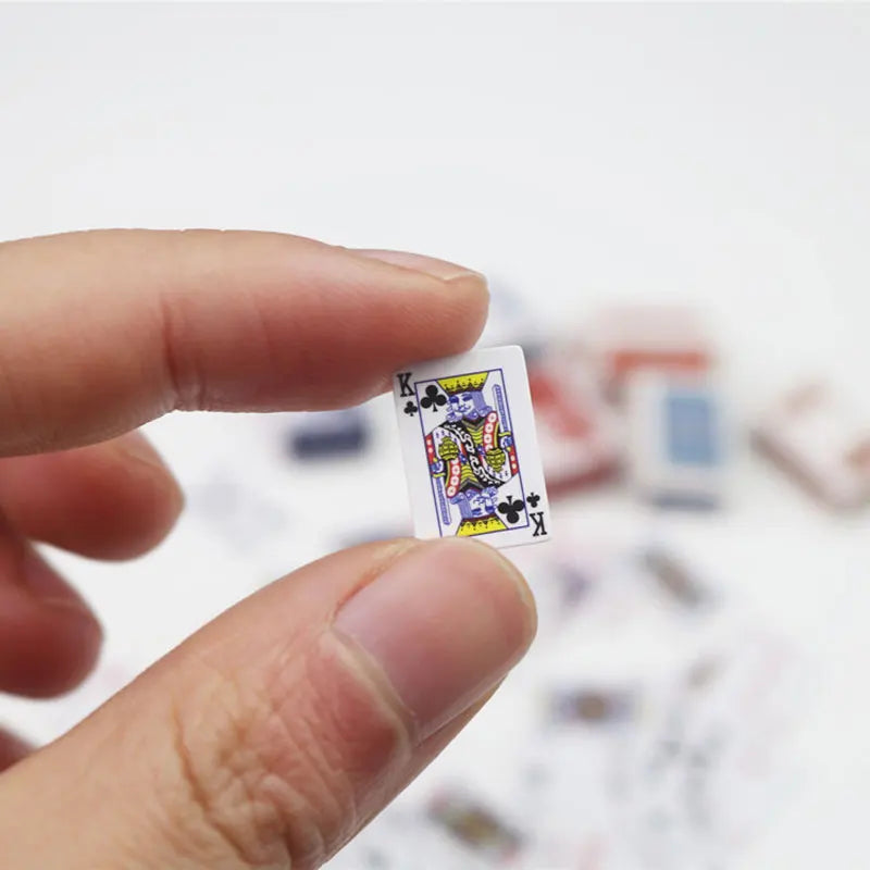 Funny Cute Mini Playing Cards Poker Games Super Small Cards Spoof Gifts Travel Toys Prank Props Dollhouse Miniature Poker Car