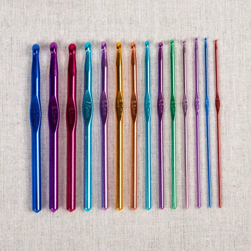 8pcs Metal Handle Crochet Hook Colorful Aluminum Knitting Needles Single Head Crochet Knitting Yarn Crafts DIY Apparel Needle