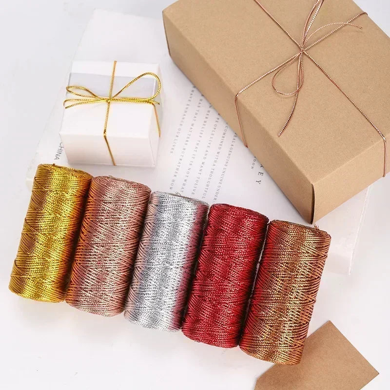 1.5mm 100M Gold Silver Macrame Cord Rope String for Sewing DIY Rope 100M Macrame Rope String for Sewing and Crafts Thread Twi