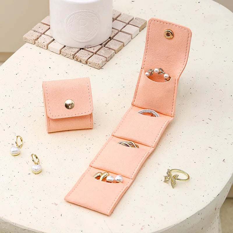 Fashion Velvet Jewelry Display Bag Container Foldable Necklace Ring Packing Bag Storage Case Earrings Organizer Jewelry Packi