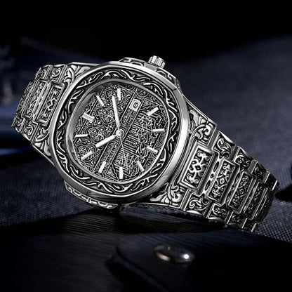 Vintage Men Quartz Watch Auto Calendar Specific Lines Stainless Steel Strap Wristwatch For Mans Analog