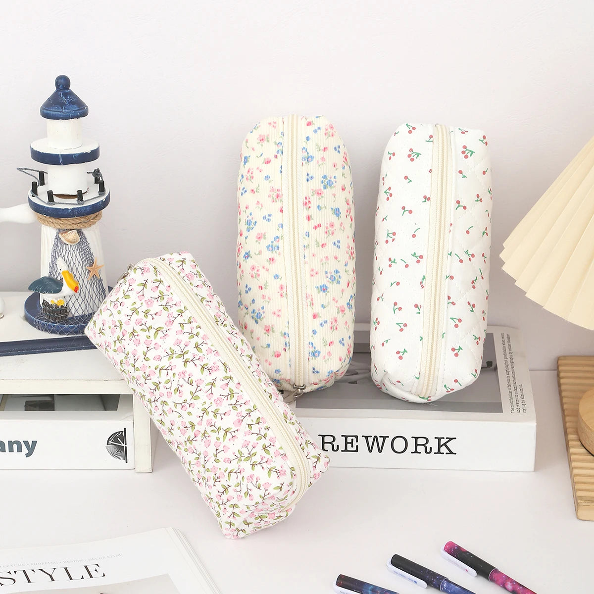 1 pc Beautiful bowknot single-layer pencil case, floral pattern design storage bag, a must-have for back to school season
