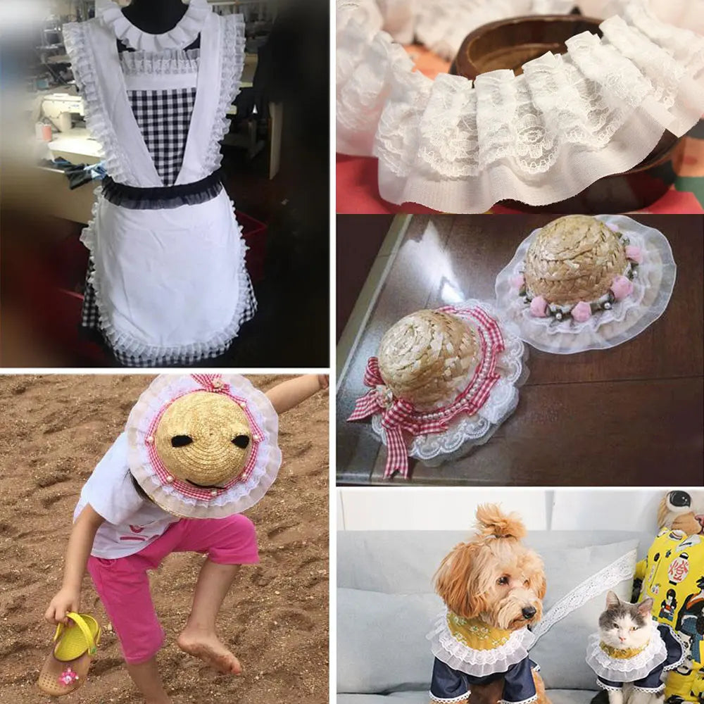 5CM Wide New Double Layers 3D Pleated Chiffon Lace Ruffle Trim Fluffy Dress Pettiskirt Curtains Splicing Cloth Sewing Deocrat