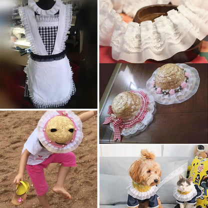 5CM Wide New Double Layers 3D Pleated Chiffon Lace Ruffle Trim Fluffy Dress Pettiskirt Curtains Splicing Cloth Sewing Deocrat
