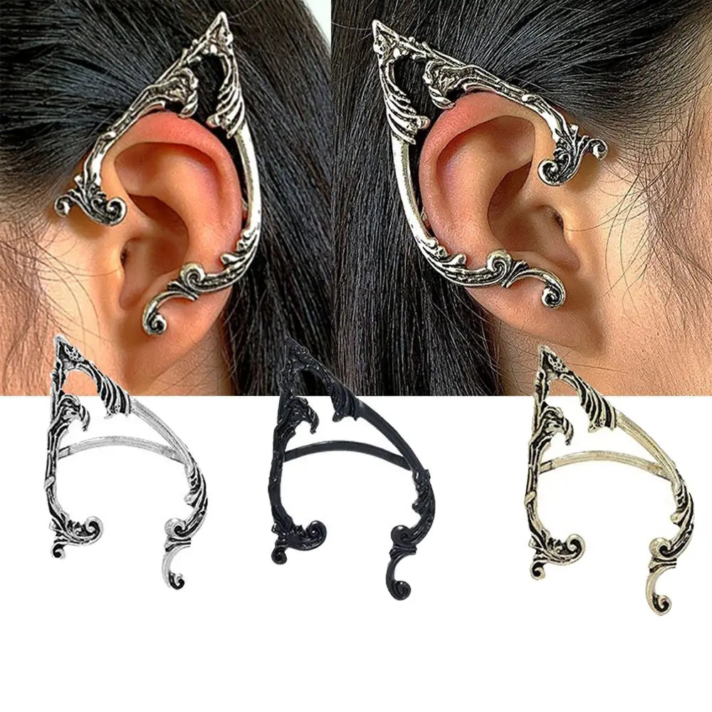 Gothic Elf Ear Clips Piercing Cartilage Climber Retro Clip Earring Punk Hip Hop Jewelry Accessories