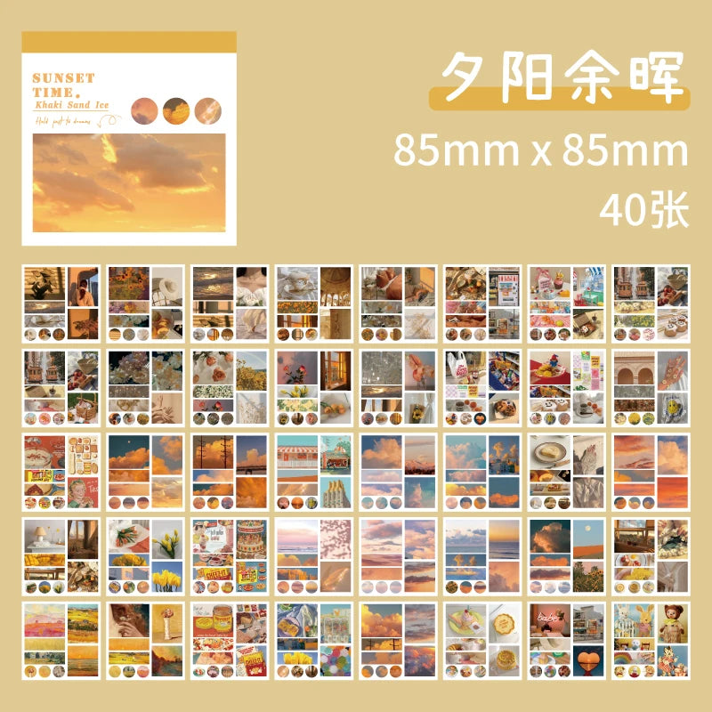 50sheets 50 Patterns Washi Paper Ins Stickers Book Aesthetic Scenery Sticker for Scrapbooking Journals Album Diary DIY Paers 