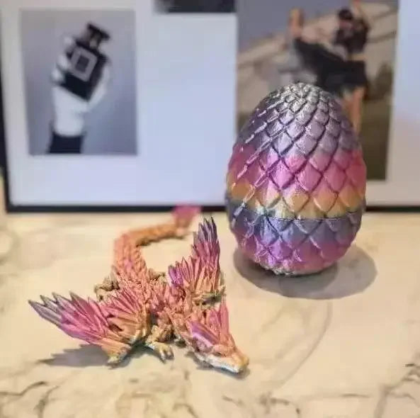 3D Printed Dragon Colorful Gem Dragon Figurines Movable Joint Rotatable Articulated Dragon Crafts Desktop Western Action Figu