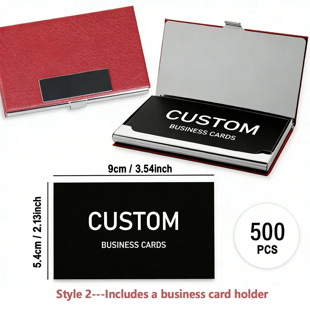 200/500/1000pcs Customizable Cards, Personalized Business Cards with Acrylic Storage Box, Matte Film Thank You Invitations