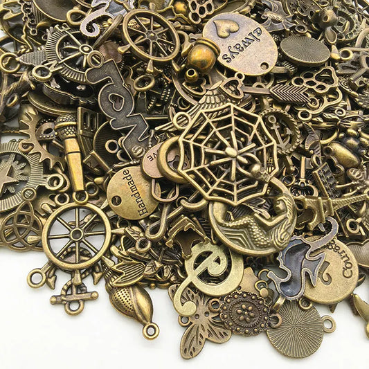 Vintage Color Mixed 20/30/50pcs Multi Styles Random Antique Bronze Charms Pendant Beads Handmade For DIY Jewelry Making Findi