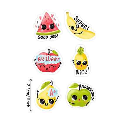 100-500pcs Stationery Stickers Birthday Party Back ground Fruits Balloon Happy Banner Refrigerator Vegetable Stickers - C-100