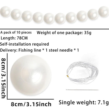 Wedding Backdrop Wall Decor - Faux Large Pearl - DIY Beaded Garland White Ball Pendant & Figurine - 8cm Pearl