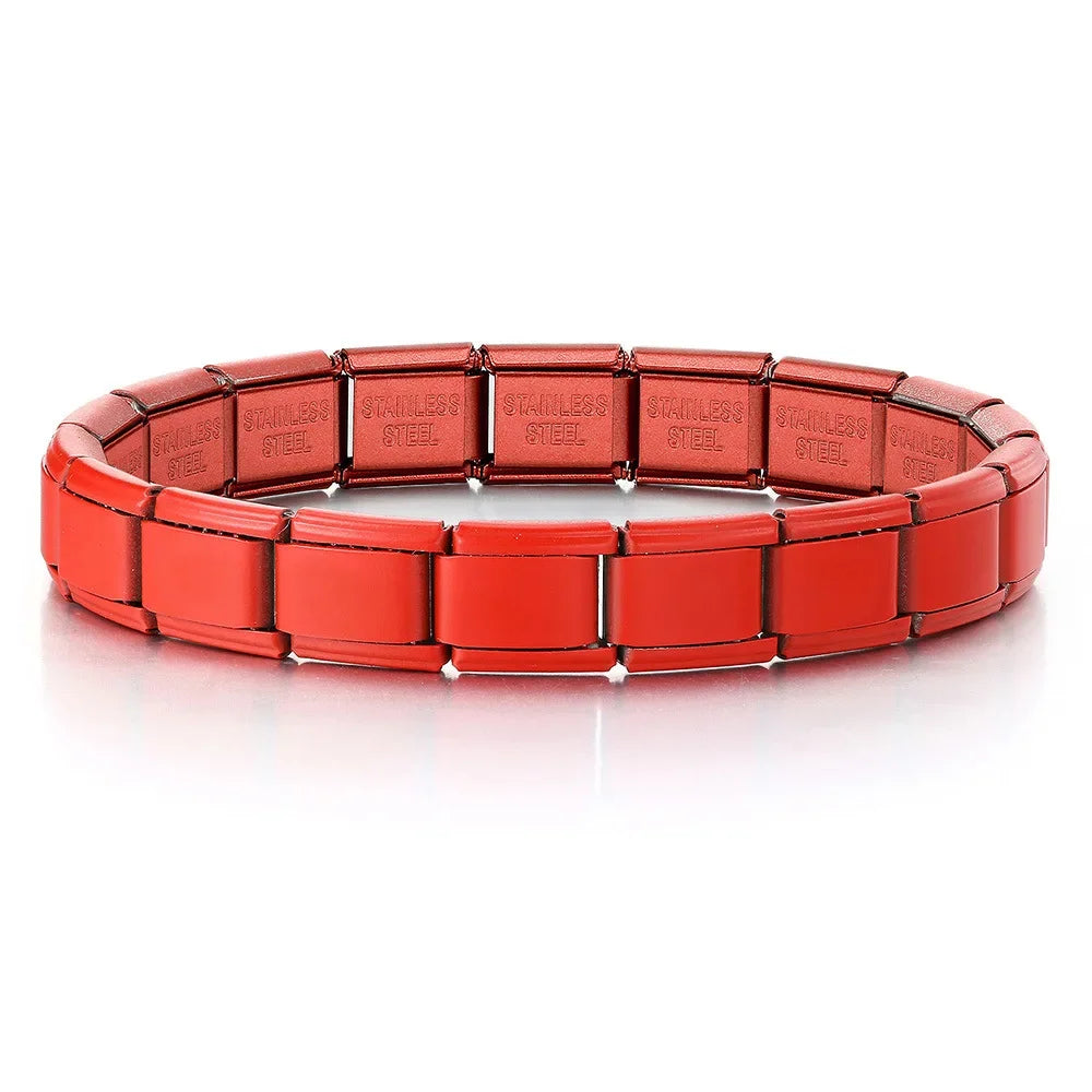 2025 New Men and Women Starry Colors 18 Pieces Italian Charm Fit 9mm Stainless Steel Modular Bracelet Jewelry - Starlight red