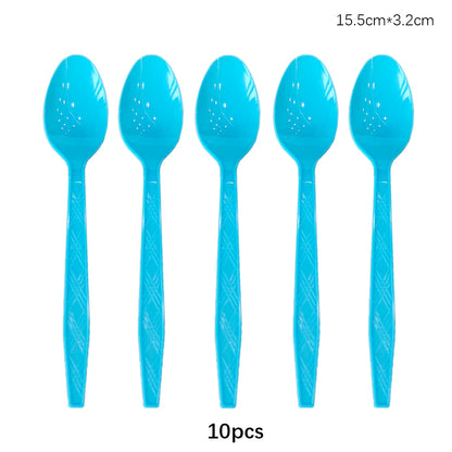 Disposable Knife Fork Spoon Cutlery Set Pink Blue Disposable Tableware Birthday Party Decorations Wedding Baby Shower Supplie