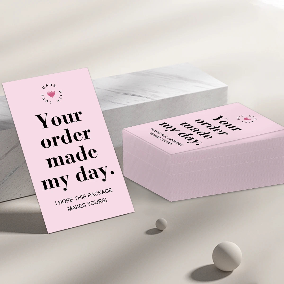 50pcs Pink Thank You Cards With'your Order Made My Day'message,Appreciation Card For Small Business Package,Retailer Thanks N