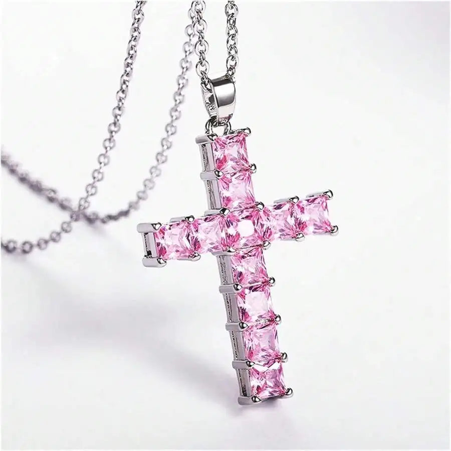 New Fashion Necklaces Female Pendants Gold Multi Color Crystal Jesus Cross Pendant For Women Necklace Party Leisure Time Jewe