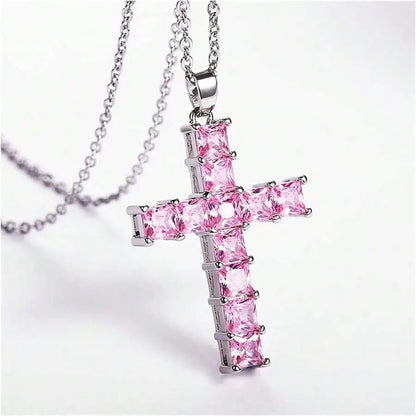 New Fashion Necklaces Female Pendants Gold Multi Color Crystal Jesus Cross Pendant For Women Necklace Party Leisure Time Jewe