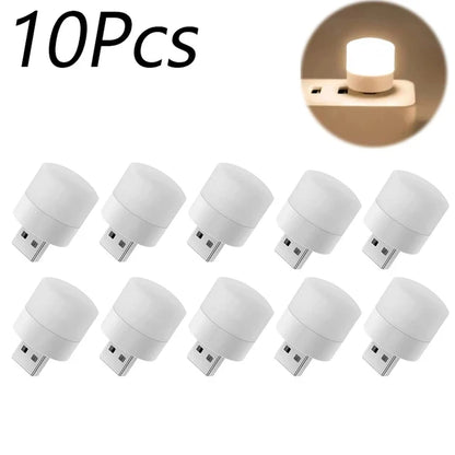10/1PCS USB Night Light Mini LED Night Light USB Plug Lamp Power Bank Charging USB Book Lights Round Reading Eye Protection L