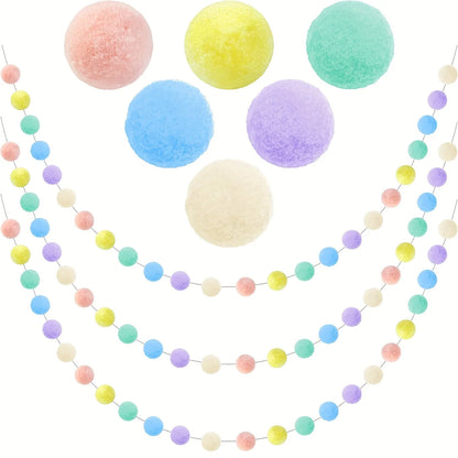 2m Colorful Pompom Pendant Garland Nordic Series Felt Ball String Hanging DIY Handmade Nursery Children Room Home Decor