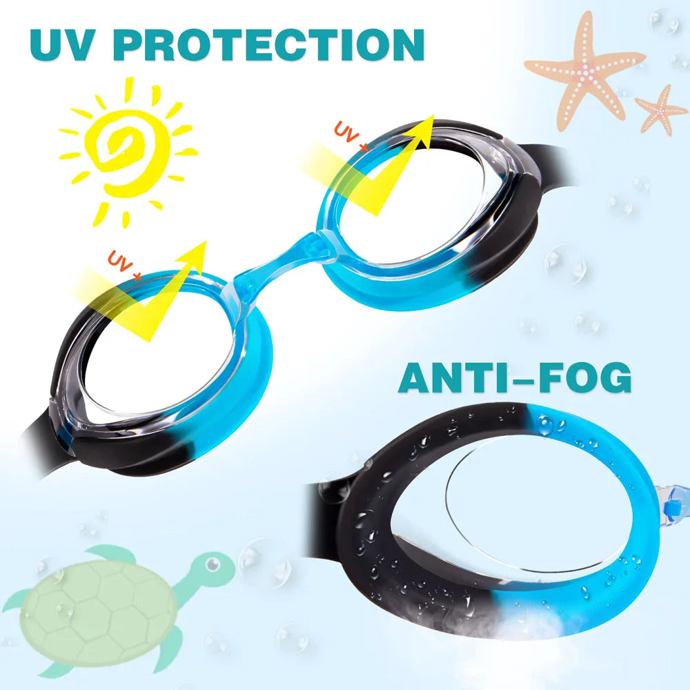 Kids Swimming Goggles Waterproof Swim Eyewear Glasses Anti-fog&Leak Girls Boys Youth Quick Adjustable Strap Age 3-14 Years Ol