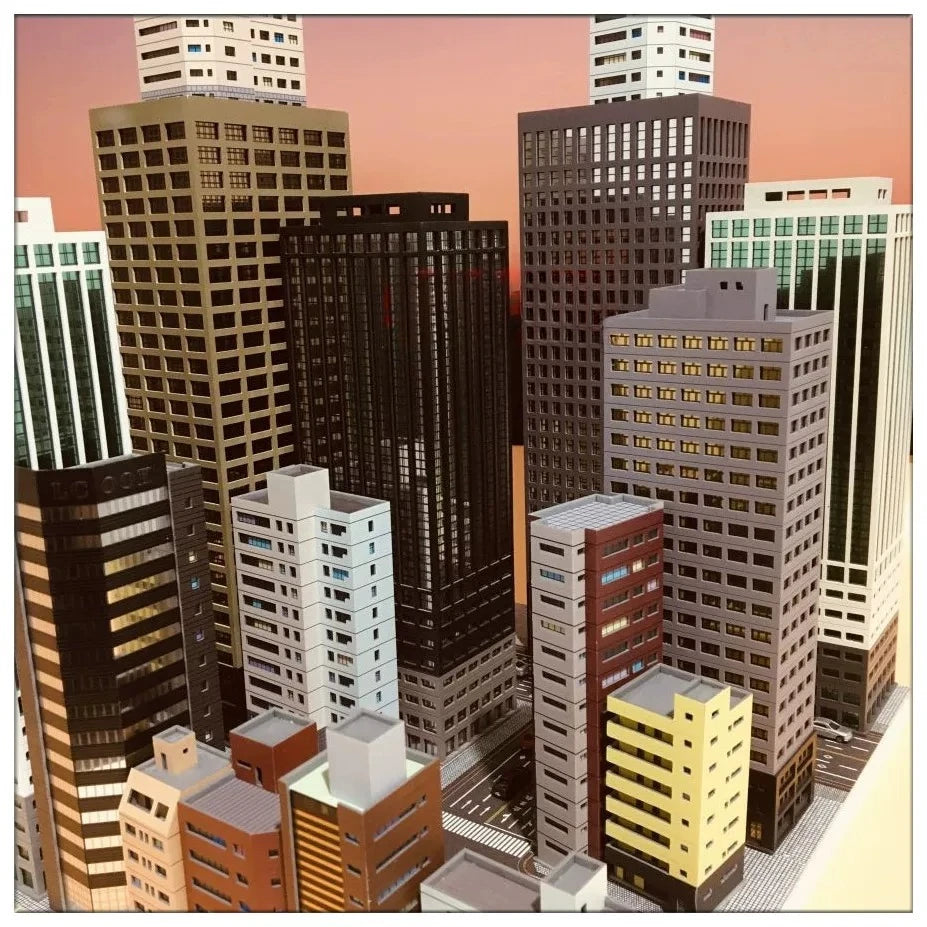 Diorama 1:300 Scale Architectural Model City Skyscraper Building Scene Display Model Railway Train Assembled Layout