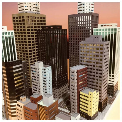 Diorama 1:300 Scale Architectural Model City Skyscraper Building Scene Display Model Railway Train Assembled Layout