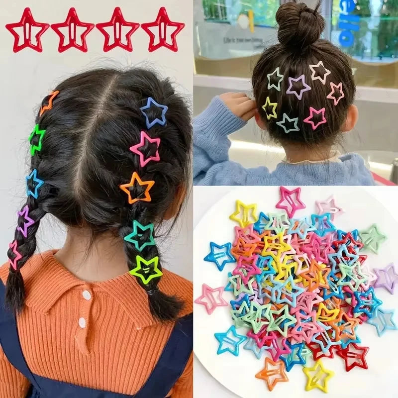 10/30/50pcs Colorful Star BB Hair Clips Girls Y2K Cute Star Barrettes Women Simple Metal Snap Clip Headdress Hair Jewelry Acc