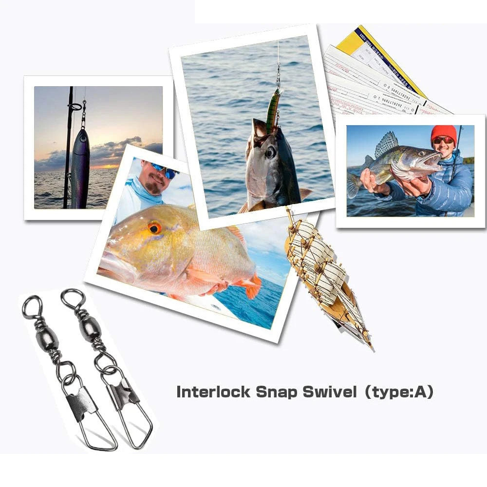 50Pcs Stainless Steel Snap Swivel Saltwater High Strength Snaps Fishing Barrel Line Connector Barrel Safety Snap Fishing Tack