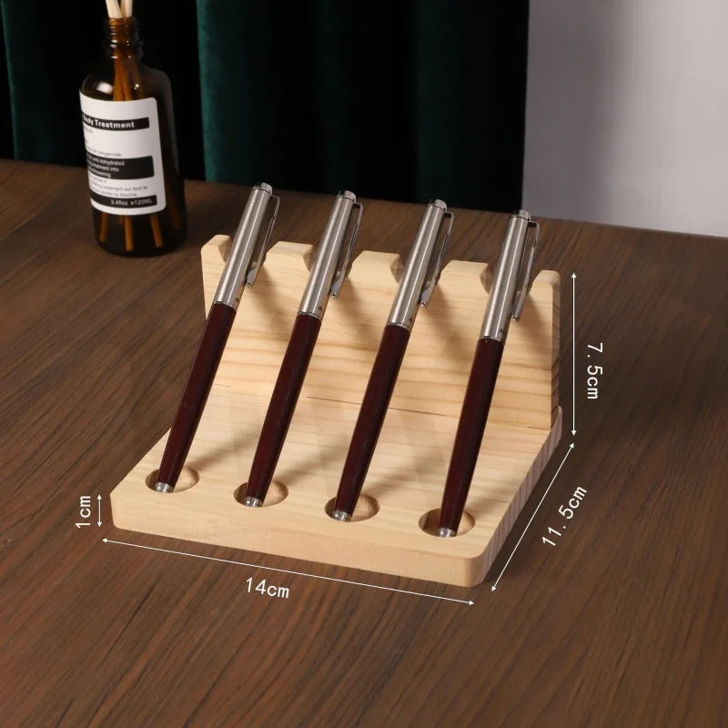 1PC Walnut Wood Multifunction Desk Organizer - Pen Holder, Phone Stand & Storage Solution for Office and School - 4-bin natur