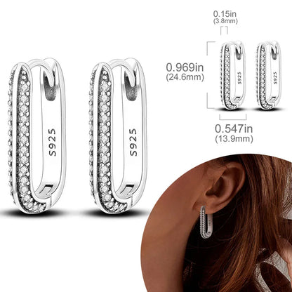 925 Sterling Silver Hoops Earrings Hypoallergenic Hoops Earrings With Zirconia Fashion Jewelry for Women Girls - KTE023-WH