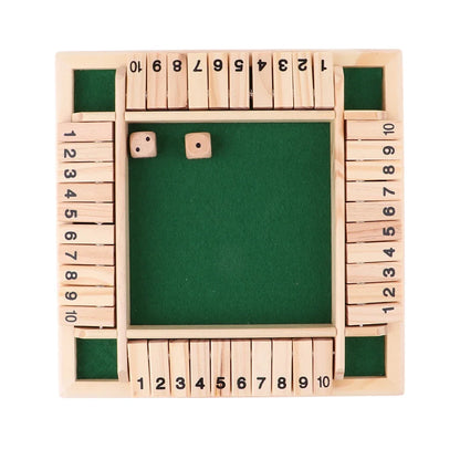 Wooden Arithmetic Dice Board Game – Flip Card Box with 4-Sided Number Tiles, Fun Multiplayer Dice Game for Family & Party