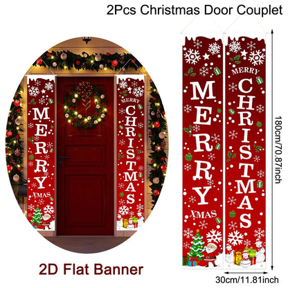 Christmas Door Banner Door Couplet Merry Christmas Decoration For Home 2025 Navidad Kerst Natal Noel Xmas Decor New Year 2026