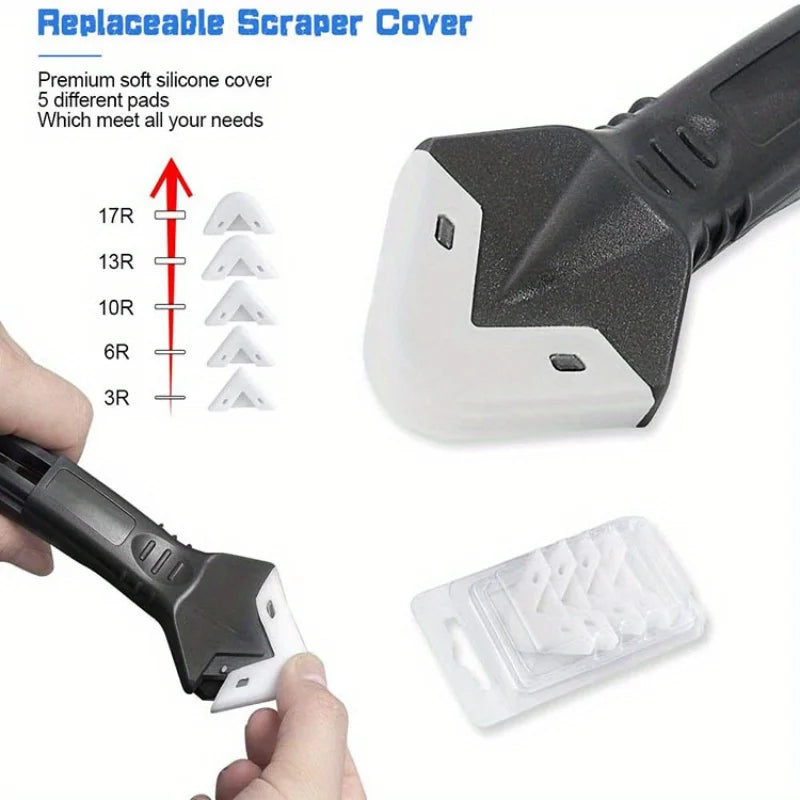 Silicone Caulking Tool | 5-in-1 Sealant Finishing Tool | Caulk Remover Glass Glue Angle Scraper for Bathroom, Kitchen, Floor