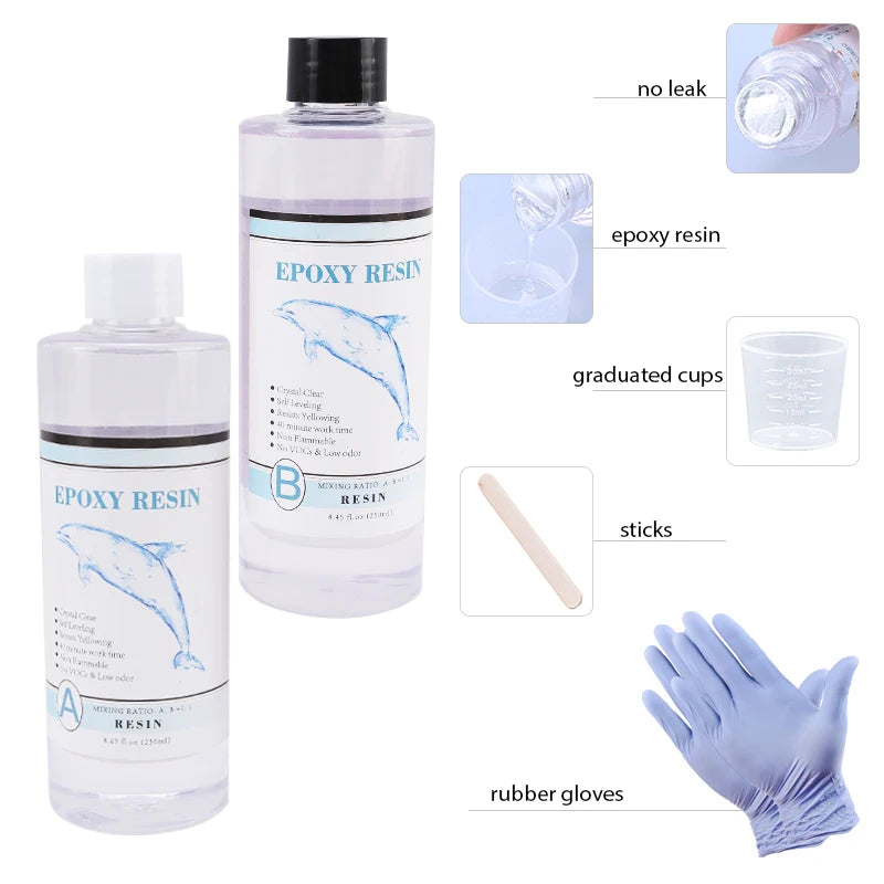 1:1 Clear Epoxy Resin Crystal Clear Art Resin Epoxy 2 Part Epoxy Casting Resin Kit with Measuring Cups, Stick, Silicone Glove